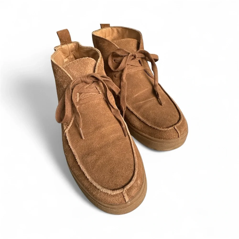 Brown Suede Chukka Moccasins Lace Up Mens Size 10 Casual Everyday Ankle Boots